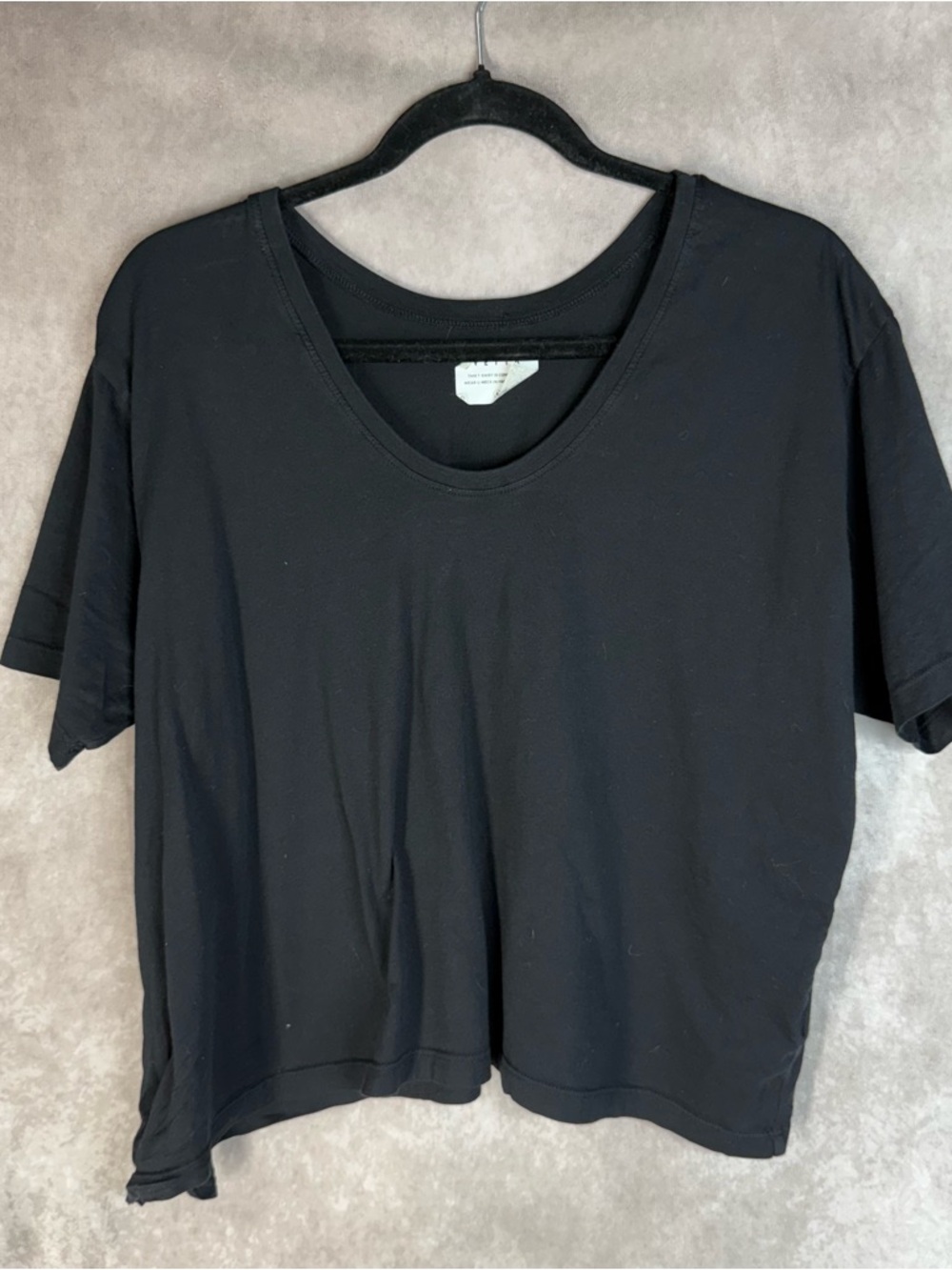 Vetta Convertible Scoop Neck Boxy T-Shirt Tee In Black Size S